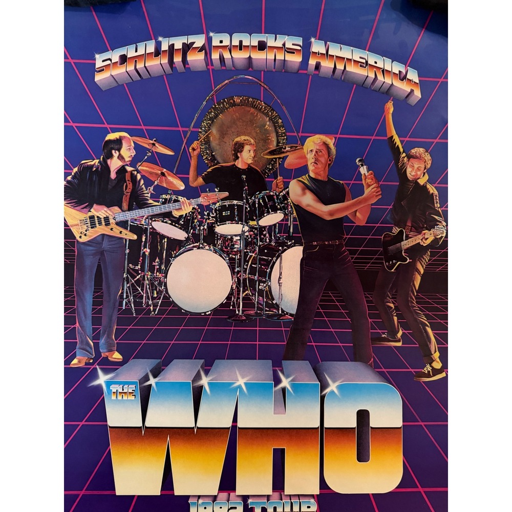 Vintage 1982 The Who Tour Poster Schlitz Rocks America Rock Band 20x30 Man‎ Cave